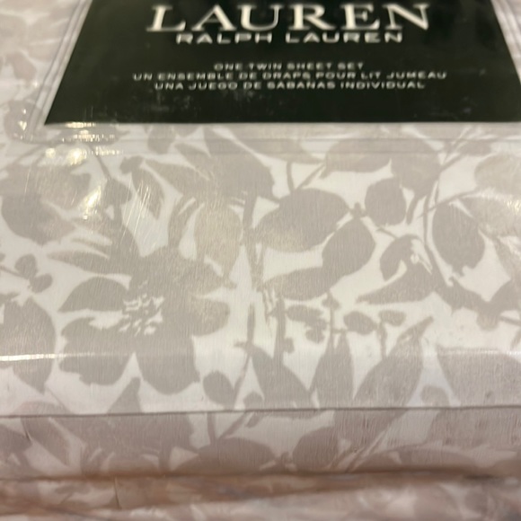 Ralph Lauren Twin Bed Floral Sheet Set Flat Fitted Pillowcase new grey white - Picture 2 of 7